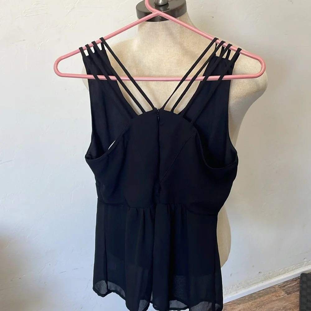 Zenana Styles black sleeveless blouse size medium partially sheer